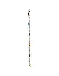 06.00X04.00/ 1/10 Ct Tw 14K White/Yellow Gold Two Tone Genuine Amethyst, Citrine, Mozambique Garnet, Rhodolite Garnet, Peridot, Swiss Blue Topaz & Diamond Bracelet