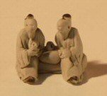 Bonsai Boy's Two Men Sitting Ceramic Figurine - 1