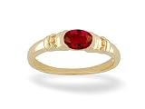 14K Yellow Gold Genuine Oval Ruby Ring