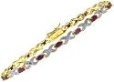 Sterling Silver VML Genuine Ruby and Diamond Accent "X" and Oval Bracelet