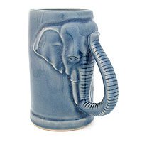 Celadon ceramic mug Blue Elephant