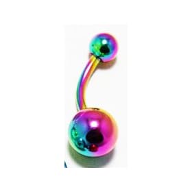 Body Jewelry- Classic Multicolored Metallic Bellybutton Ring (14G) - Navel Ri...