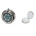 Kingsley Pill Box Round-Silver, Blue Enamel (Medikamentenbox)