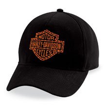 Harley-Davidson� Women's Orange Crystal Bar & Shield Logo Baseball Cap / Hat. Crystal embellishments. Adjustable. 99411-09VW