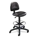 Precision Extended Height Swivel Stool With Adjustable Footring, Black Vinyl
