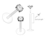 Cz Clear Swarovski Gem Flex Flexible Labret Monroe body jewelry piercing lip targus Ring 16g
