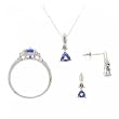 Tanzanite Diamond Earrings Ring Pendant Necklace Set in White Gold