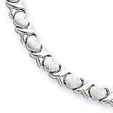 14k White 17 Inch Hollow Satin X Heart Stampato Necklace