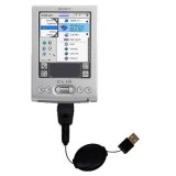 Retractable USB Data Cable w/ Tip Exchange for the Sony Clie TJ25 - Power Hot Sync and Charge - Gomadic Brand