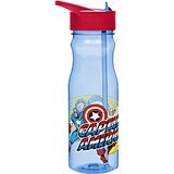 Zak! Designs Tritan Water Bottle with Flip-Up Spout and Straw featuring Captain America, Break-resis