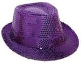 Hut Fedora Tribly Trilby Pailletten verschiedene Farben Karneval Fasching Faschingskostüm Mottoparty Junggesellenabschied JETZT wieder IN - Farbe Lila/Violett - passende Krawatte unter meinen weiteren Artikeln hier bei Amazon - Michael Jackson Style -