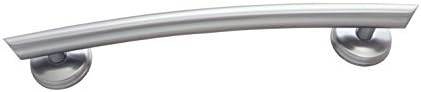 Grabcessories 16-Inch Curved Transitional Grab Bar with Grips and Anchors, Brushed Nickel, Model: 61032