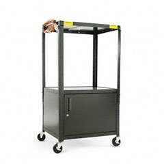 Alera 36650 28 by 24-Inch Adjustable Steel Monitor Cart with Locking Cabinet, Black