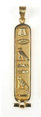 Egyptian Cartouche Pendant with "Grandma" in Ancient Egyptian Hieroglyphics - Solid Style- in Sterling Silver, Gold or Sterling Silver with Gold Symbols