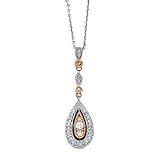 14k Two-Tone Gold & Diamond Teardrop Pendant on 18 inch Necklace (0.24ctw)