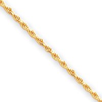 10k 2mm Diamond-Cut Rope Chain Necklace - 24 Inch - Lobster Claw