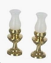 Dollhouse Miniature Pair of Non-Working Hurricane Lamps