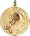 Happy Birthday with Rose on Disc, 14K Gold Charm