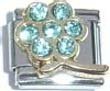 Clearly Charming March Aquamarine Large Daisy Birthstone Italian Charm