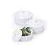 3 CASSEROLE DISHES - WHITE PORCELAIN CASSEROLE DISHES, SET OF THREE