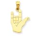 14k I Love You Hand/ Sign Language Pendant