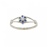 Sterling Silver Ring Enamel Crystal Flower Childs Sz=5