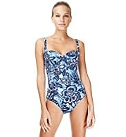 Tummy Control Batique Floral Swimsuit