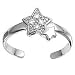 Sterling Silver Fashion Toe Ring - Star with Clear CZ - 2mm Band Width