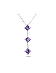 1.35ctw Three Amethyst Drop Pendant in White Gold