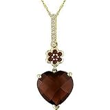 9ct Gold Diamond and Garnet Heart Pendant
