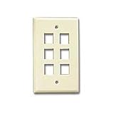 Cat5 Face Plate, 6-Hole - Beige