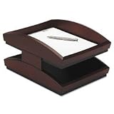 Rolodex 19270 Executive Woodline II Front Loading Double Desk Tray, Mahogany Finish, Legal