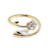 14k Flower Cubic Zirconia CZ Bypass Adjustable Toe Ring