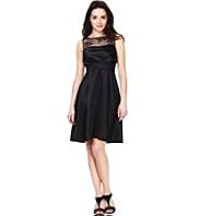 Petite Floral Lace Bodice Prom Dress