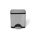 simplehuman deluxe rectangular step trash can - 25L brushed stainless steel
