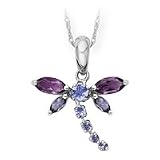 10kt. White Gold, Tanzanite, Amethyst & Iolite Dragonfly Pendant