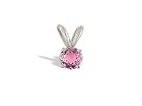 14K White Gold Round Created Pink Sapphire Pendant