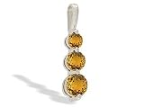 14K White Gold Genuine Round Citrine 3-Stone Pendant