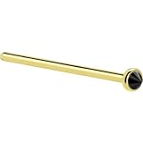 Solid 14KT Yellow Gold 2mm Black Diamond Spike Straight Fishtail 3/4 - 18 Gauge