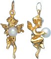 Angel with Pearl, 14K Gold Charm