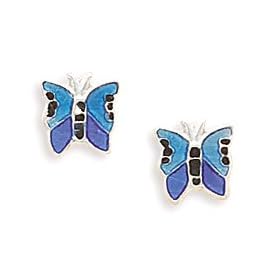 Blue Epoxy Butterfly Stud Earrings (Free Shipping)