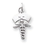 14k White Gold Polished Flat-Backed Nurse Symbol Cap Charm