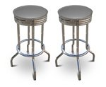 2 Gray Vinyl Specialty / Custom Barstools Set