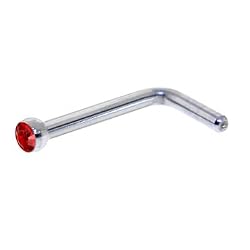 Ruby Red Gem Micro Nose Ring L-Shaped
