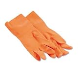 Flock-Lined Latex Cleaning Gloves, Large, Orange, 12 per Pack
