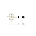 Sterling Silver Black Rhinestone 2mm Small Mini Kid Junior Stud Earrings