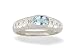 14K White Gold Genuine Oval Aquamarine and Diamond Ring