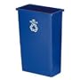 Rubbermaid(R) Slim Jim(R) "We Recycle" Container, 23 Gallons, 30in.H x 20in.W x 11in.D, Blue