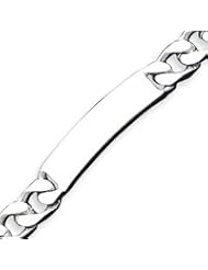 Sterling Silver Polished Engraveable Curb Link ID Bracelet - 7.5 Inch
