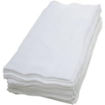 12 X WHITE 100% COTTON MUSLIN SQUARES